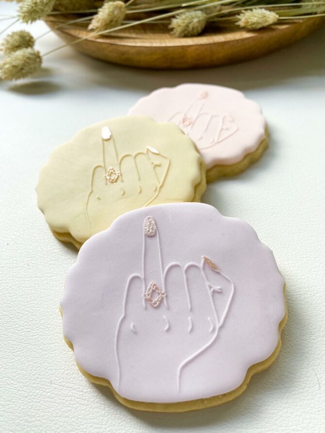 Tampon biscuit, mariage, Main fiançailles